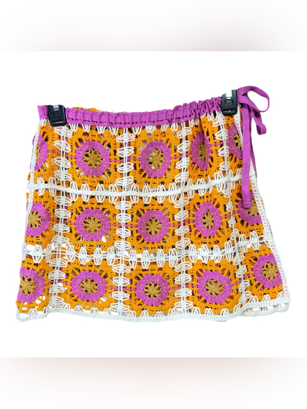 wild fable Crochet Tie-Side Mini Skirt in Purple, Orange and White size small